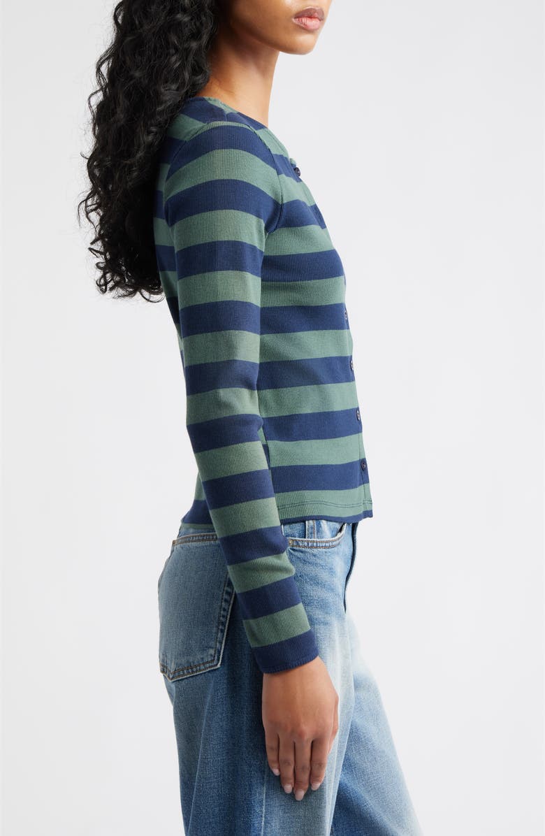 Damson Madder Sybil Stripe Cardigan, Alternate, color, Green