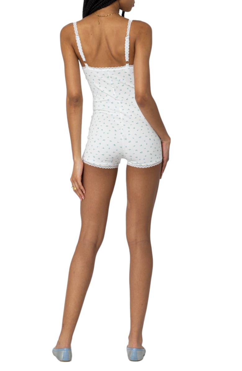 EDIKTED Very Berry Lace Trim Romper, Alternate, color, 