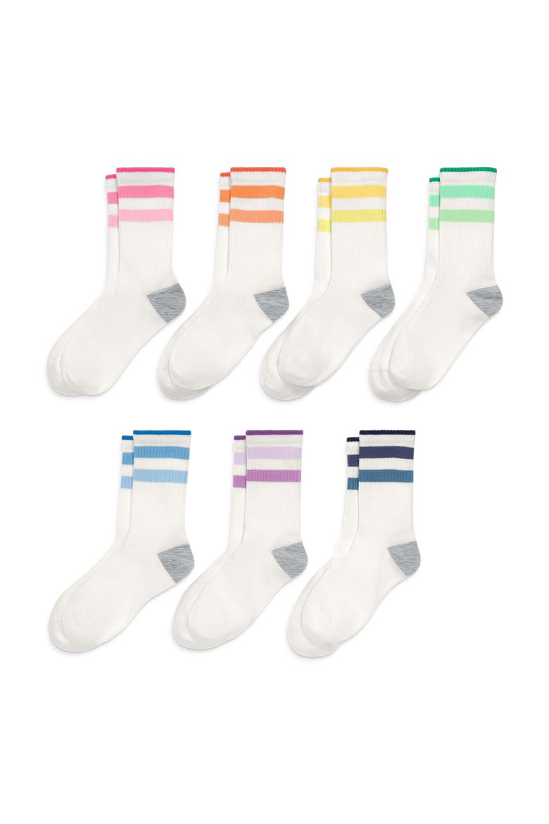 Kids Rainbow Ringer Athletic Sock 7-Pack, Main, color, Tonal Rainbow Mix