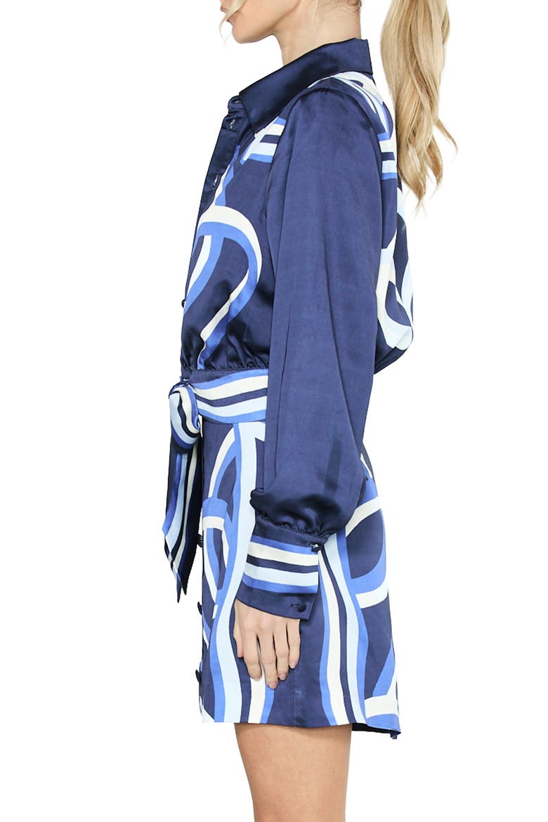 Zaria Printed Tie Waist Shirt, Alternate, color, BLUE MULTI