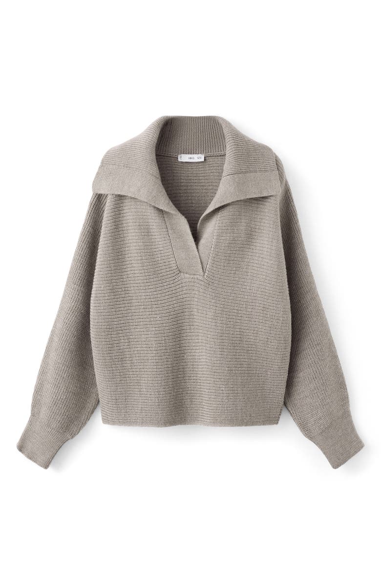 MANGO Manzana Dolman Sleeve Polo Sweater, Alternate, color, Light/ Pastel Grey