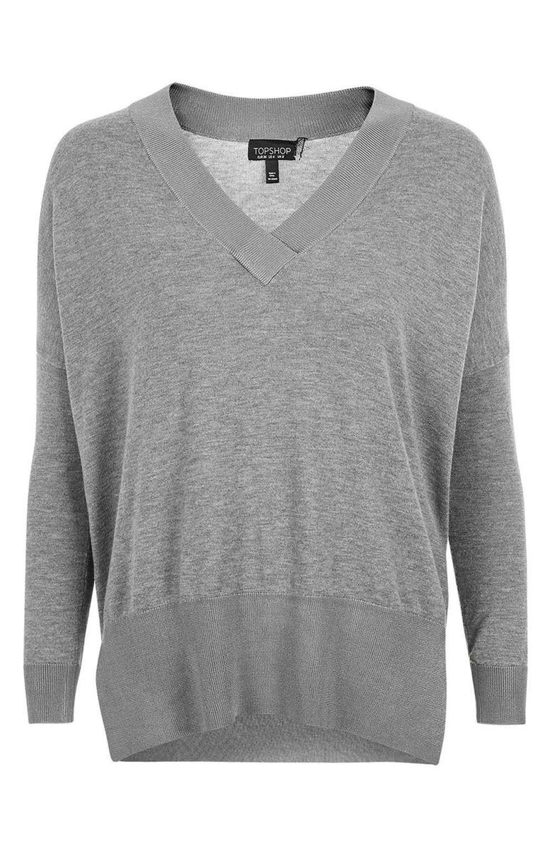 Topshop Slouchy V-Neck Sweater, Alternate, color,