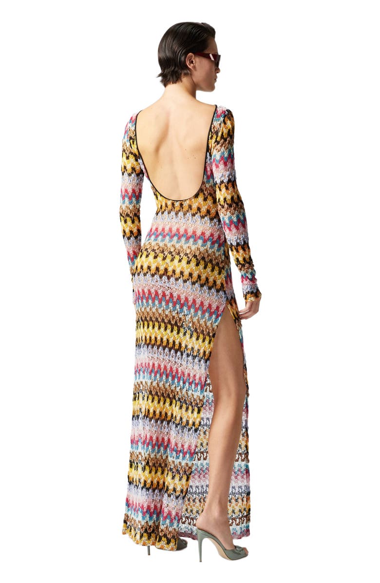 Missoni Long Dress In Lamé Viscose Lace With Open Back, Alternate, color, Multicoloured
