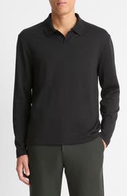 Vince Milano Stitch Johnny Collar Long Sleeve Polo