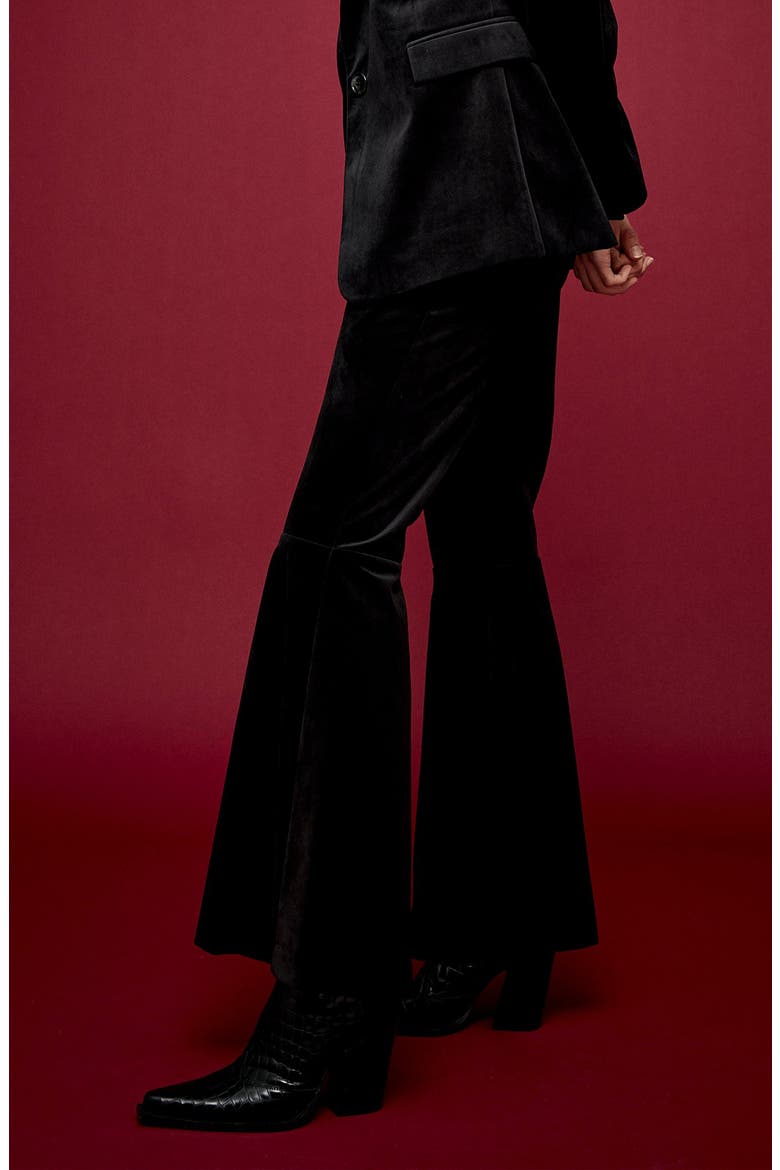 Flare Velvet Suit Pants, Alternate, color, BLACK
