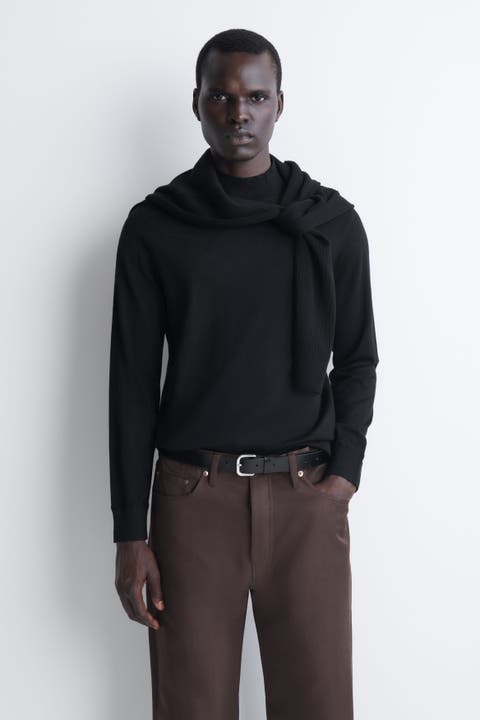 Slim Merino Wool Mock-Neck Sweater