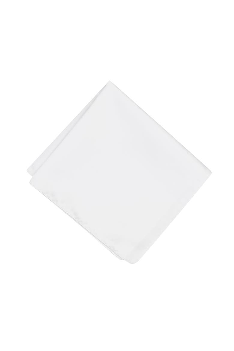 Men's Solid Satin Pocket Square, Main, color, WHITE