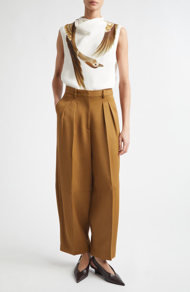 Altuzarra Dash Pleated Pants, Main, color, Golden Oak