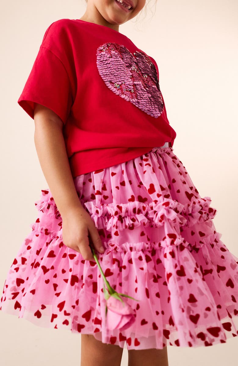 NEXT Kids' Heart Mesh Tutu Skirt, Alternate, color, Red