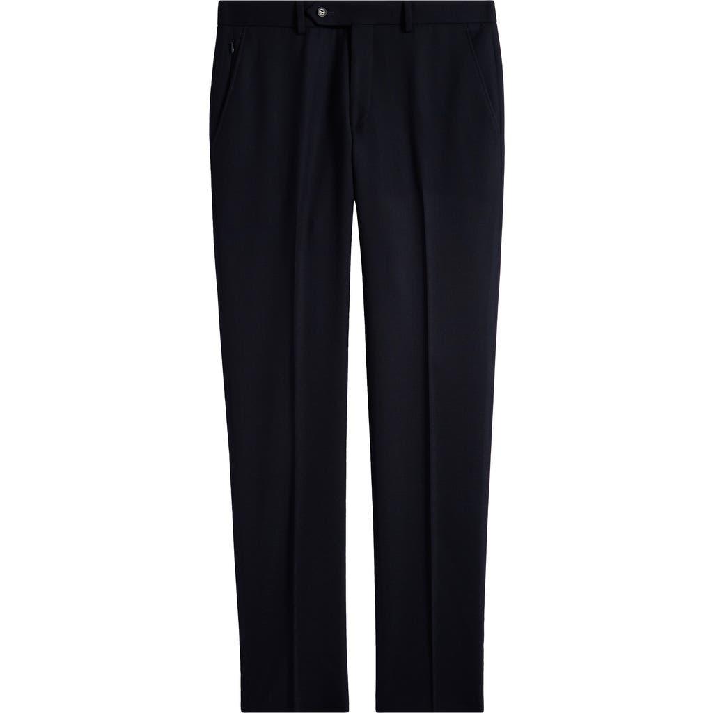 Heritage Gold Water Resistant Navy Flat Front Stretch Wool Suit Pants In Black