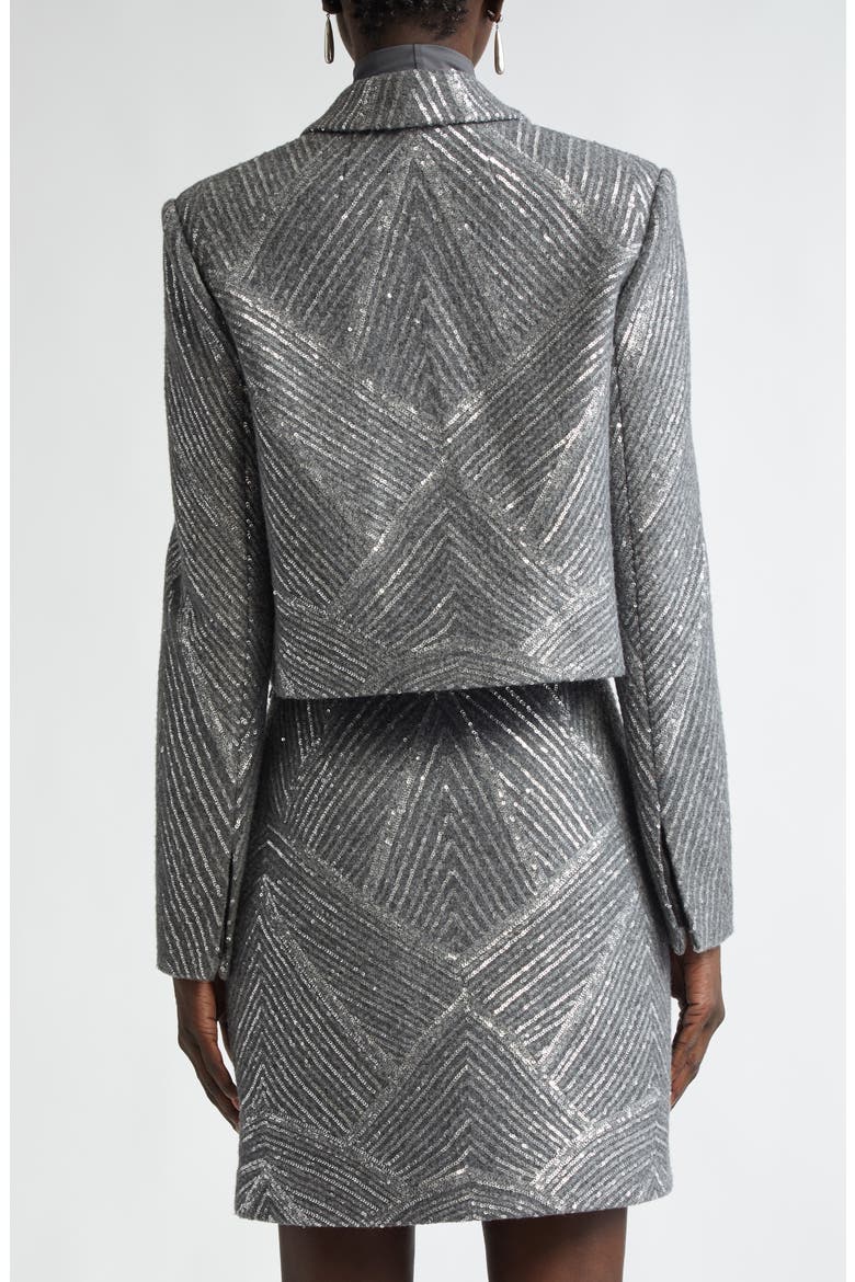 Sequin Chevron Embellished Jacket, Alternate, color, GREY MELANGE/ SILVER