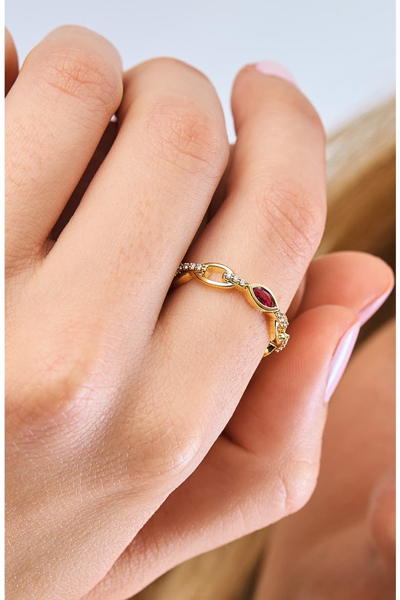 18K Gold El Mar Gemstone & Diamond Stackable Ring (Online Trunk Show), Alternate, color, 18K GOLD/DIAMOND/RUBY