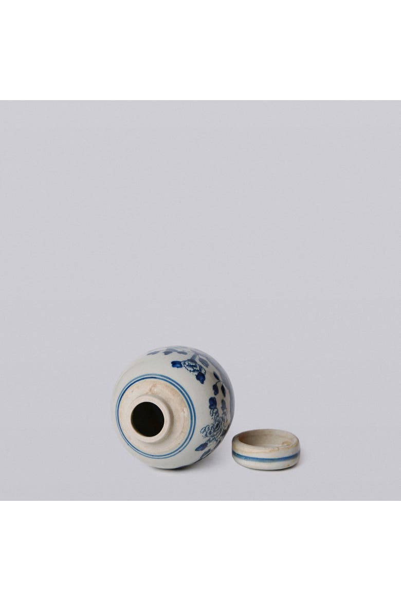 Porcelain Mini Peony Floral Round Jar, Alternate, color, Blue + White