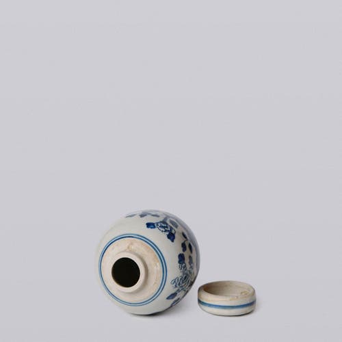 Cobalt Guild Porcelain Mini Peony Floral Round Jar