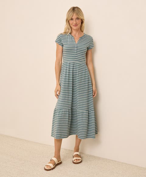 Organic Cotton Relaxed Slub Henley Market Dress