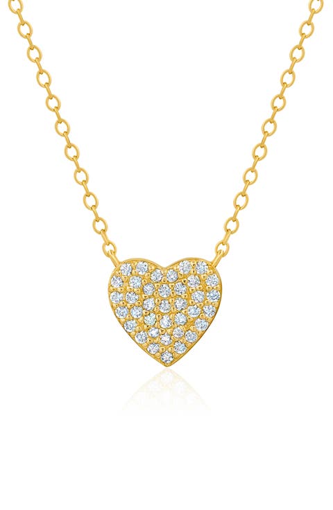 Pavé Cubic Zirconia Heart Pendant Necklace