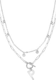 Adornia Toggle Initial Pendant Layered Necklace