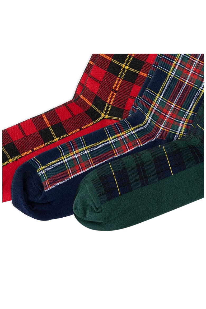 Assorted 3-Pack Tartan Crew Socks Gift Box, Alternate, color, RED/ NAVY/ GREEN ASSORTED