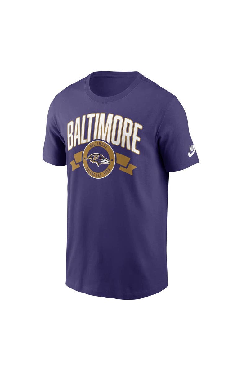 Nike Men's Nike Purple Baltimore Ravens Rewind Front and Back Hit Essential T-Shirt, Alternate, color, Purple