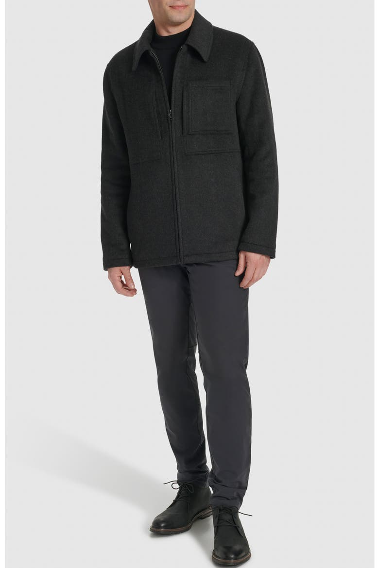 Felt Zip Front Shirt Jacket, Alternate, color, CHARCOAL