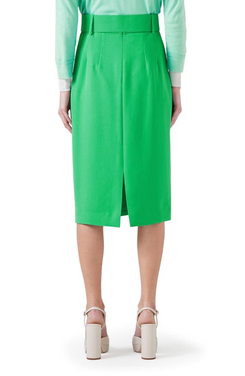 Lk Bennett Womens Gre-green Tabitha Belted-waist High-rise Crepe Pencil Skirt In Green