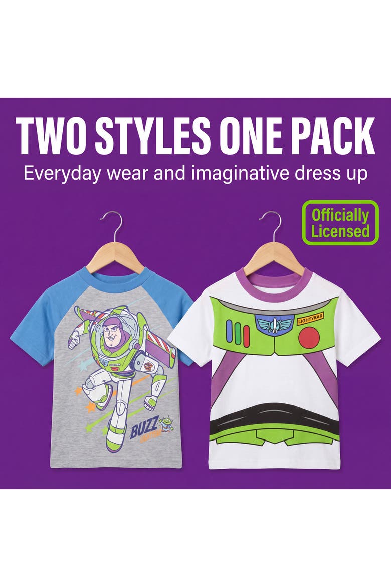 Toy Story 2-Pack Short Sleeve Graphic T-Shirts, Alternate, color, Buzz Grey White