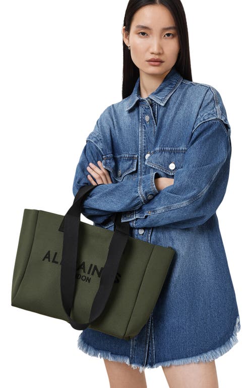 Allsaints Izzy Logo Print Medium Tote Bag In Olive Green