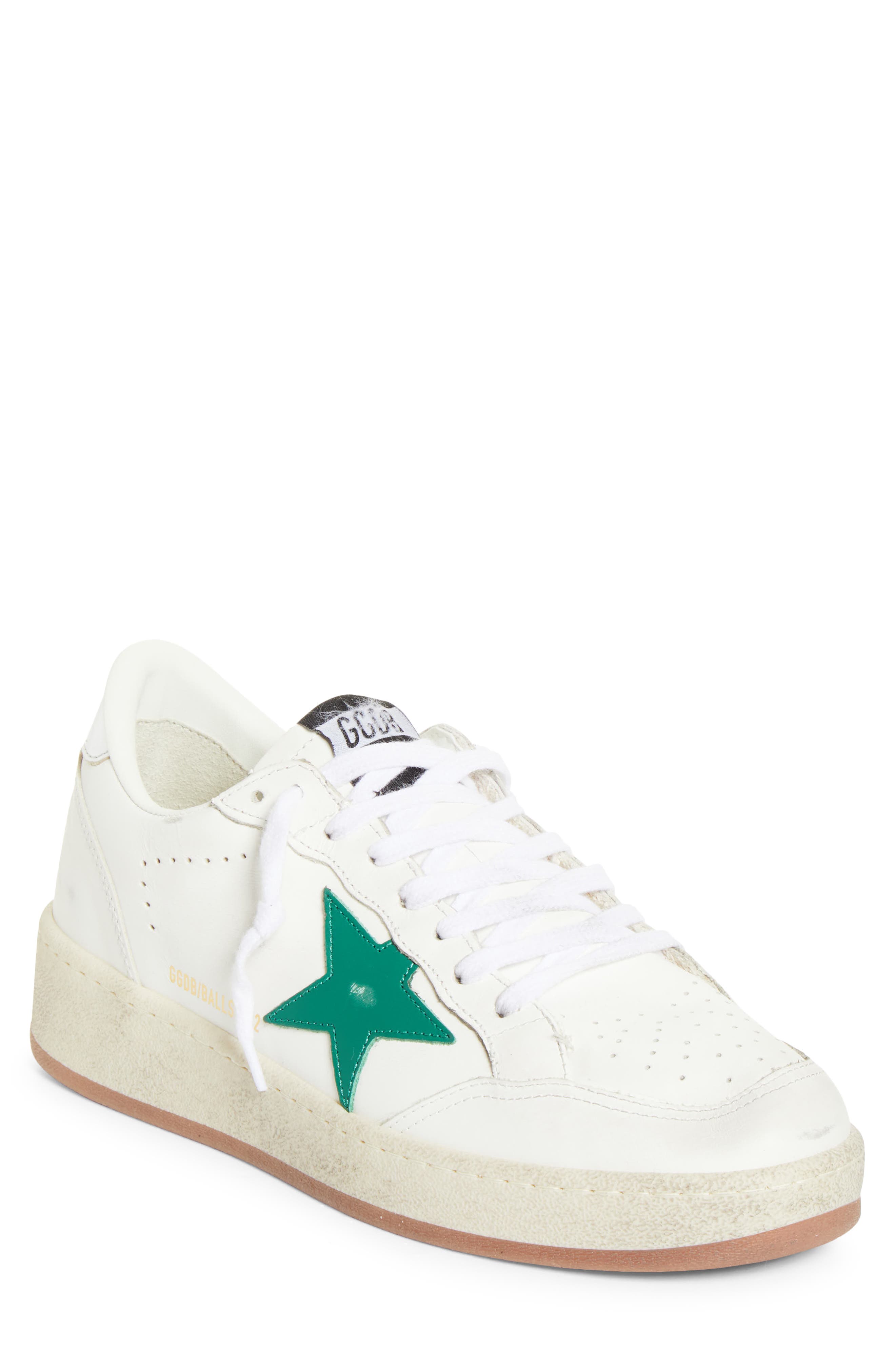 Golden Goose Ball Star 2 Low Top Sneaker, Main, color, White/ Green/ Silver