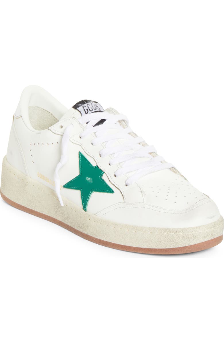 Golden Goose Ball Star 2 Low Top Sneaker, Main, color, White/ Green/ Silver