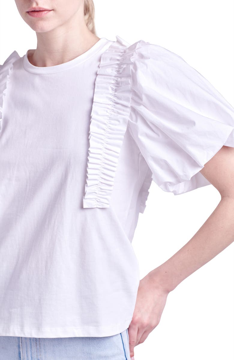 English Factory Ruffle Puff Sleeve Blouse, Alternate, color, 