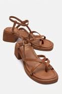 Forever & Always Shoes Cirelle Leather Block Heel Sandal