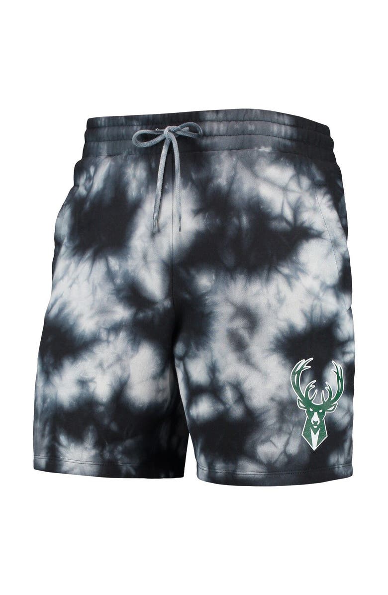 New Era Men's New Era Black Milwaukee Bucks Fleece Tie-Dye Shorts, Alternate, color, Black