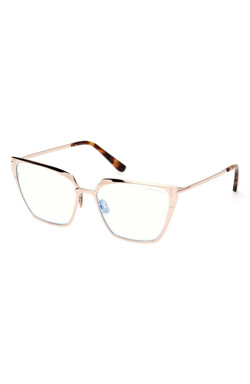 Tom Ford 56mm Square Blue Light Blocking Optical Glasses In Multi