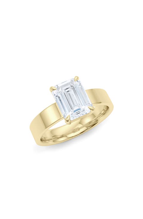 Emerald Cut Cigar Lab Created Diamond Ring
