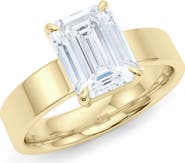 HauteCarat Emerald Cut Cigar Lab Created Diamond Ring