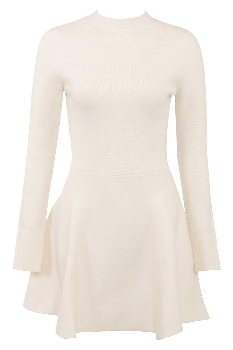 Bonnie Long Sleeve Merino Wool Blend Cocktail Dress, Alternate, color, CREAM