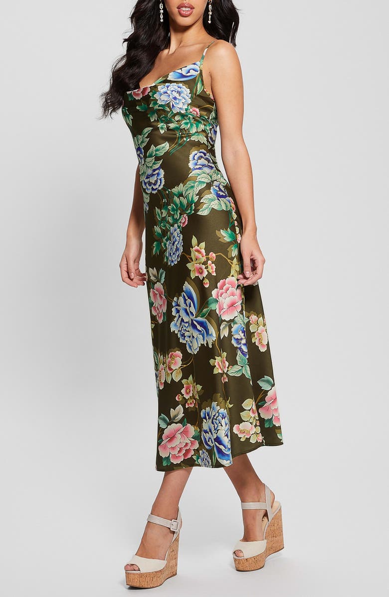 GUESS Akilina Satin Midi Slipdress, Alternate, color,