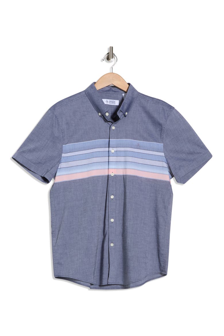 Short Sleeve Button-Down Shirt, Alternate, color, DARK SAPPHIRE