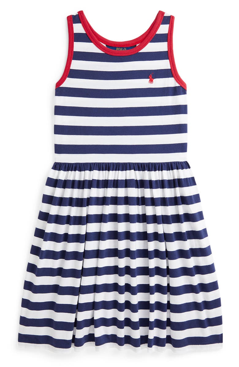 Polo Ralph Lauren Kids' Stripe Cotton Jersey Tank Dress, Main, color, 
