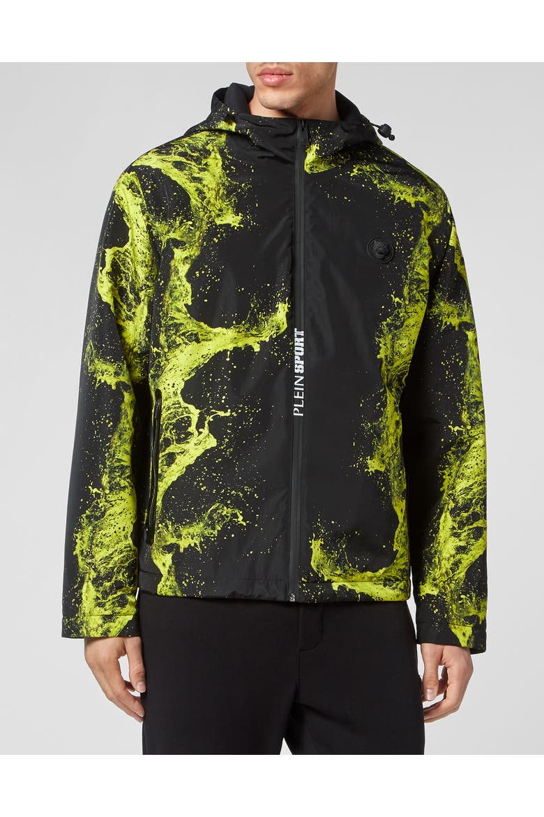 Nylon Padded Jacket Men, Main, color, black/yellow