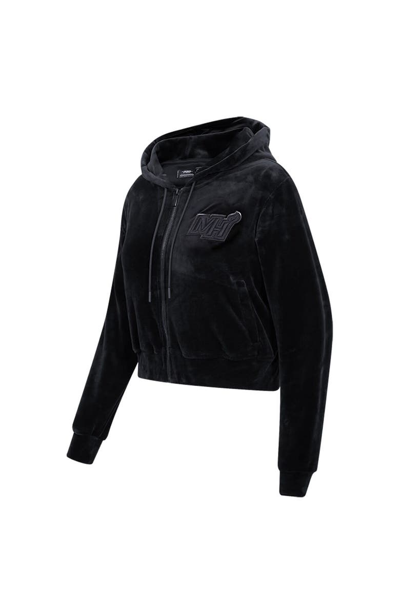 PRO STANDARD Women's Pro Standard Miami Heat Triple Black Velour Full-Zip Hoodie, Alternate, color, Black