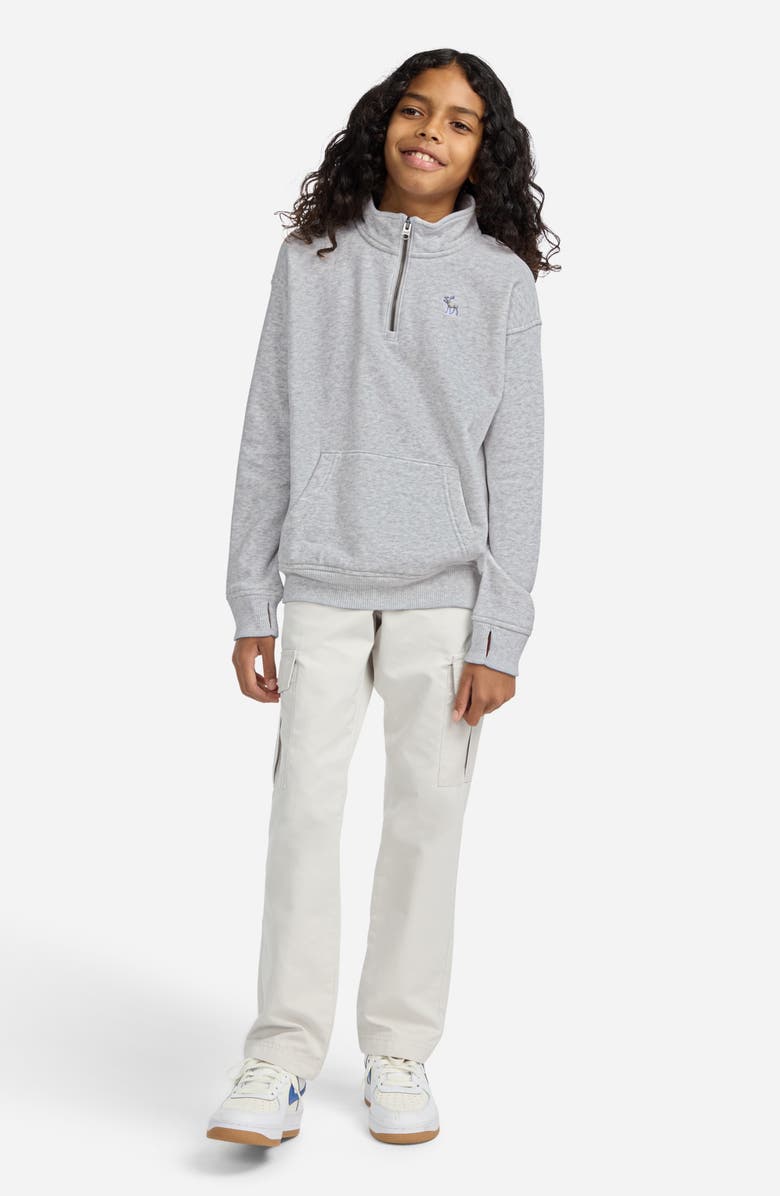 abercrombie kids Kids' Essential Quarter Zip Cotton Blend Sweatshirt, Alternate, color, Light Grey Heather