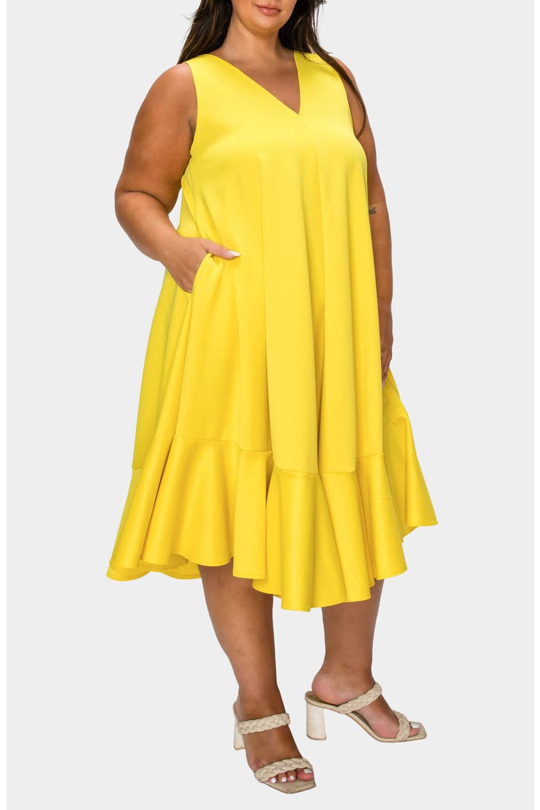 Simone Pocket Stretch Sleeveless A-Line Dress, Alternate, color, YELLOW