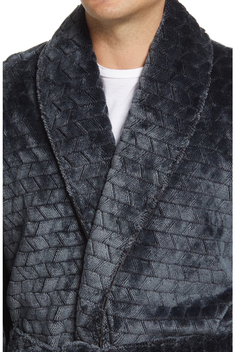 Jacquard Plush Robe, Alternate, color, CHARCOAL