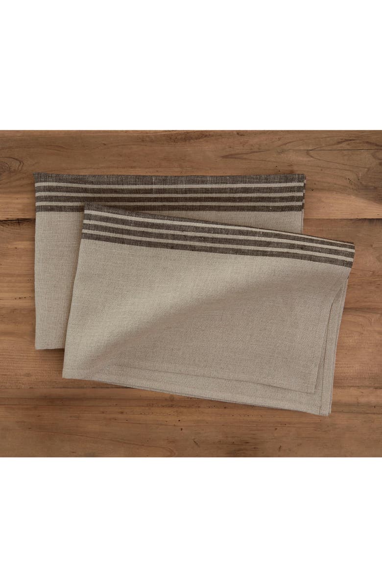 Solino Home Linen Kitchen Towels Set of 2, 17 x 26 Inch for Dining Table, Holiday and Everyday Table Decor - Farmhouse, Alternate, color, Black And Natural