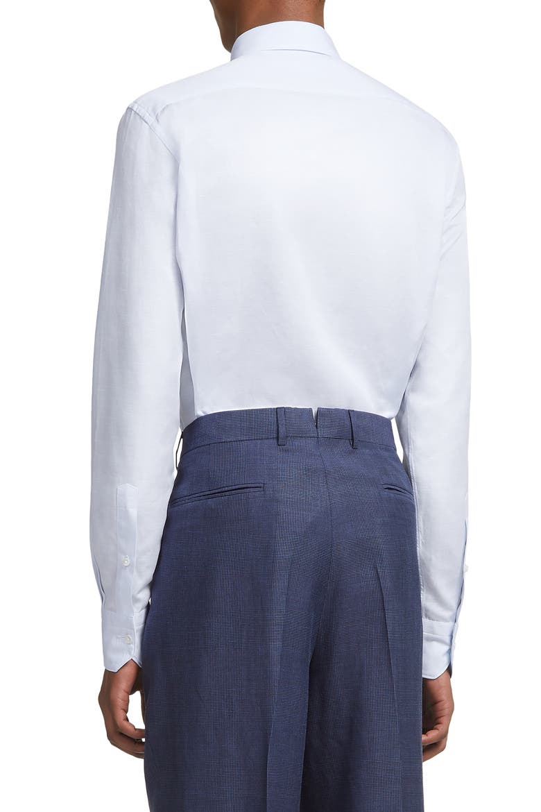 Garment Washed Cotton & Linen Button-Up Shirt, Alternate, color, BLUE