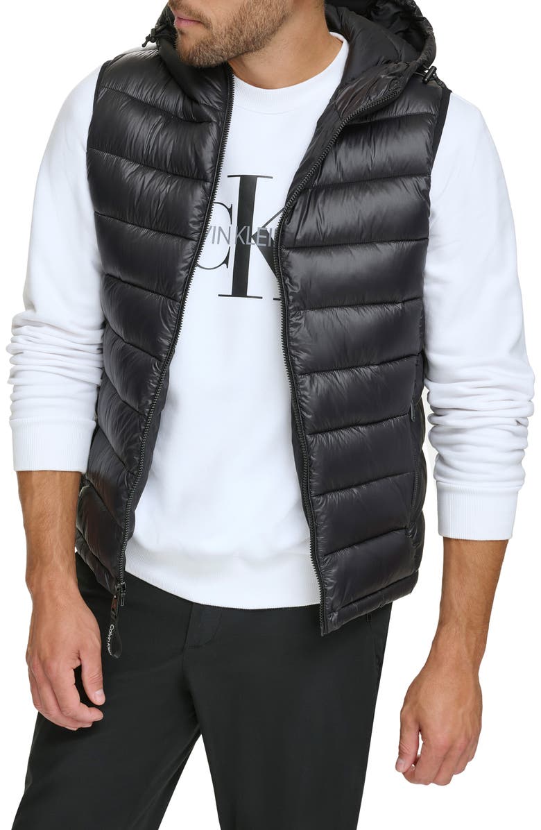 Calvin Klein Hooded Puffer Vest, Main, color, 