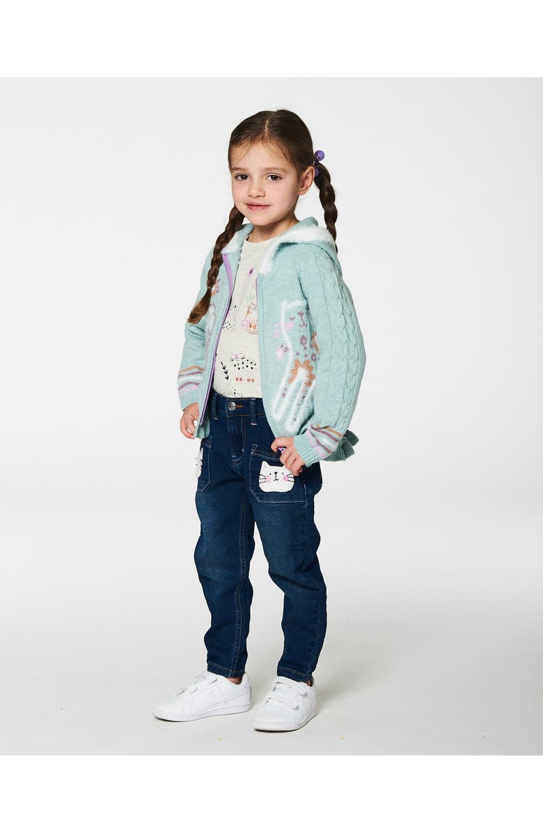 Deux par Deux Baby Girl's Cat Jeans Dark Denim, Alternate, color, 