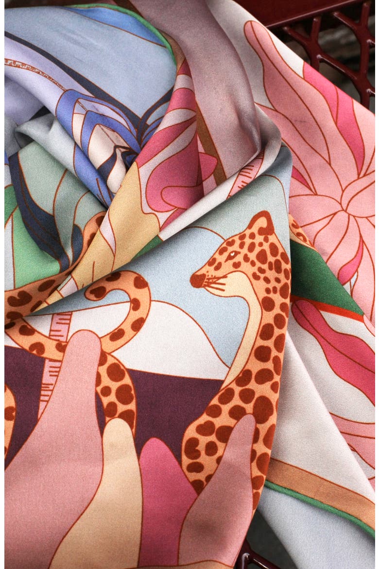 Double Sided Silk Scarf Of Indoor Forest, Alternate, color, Pink