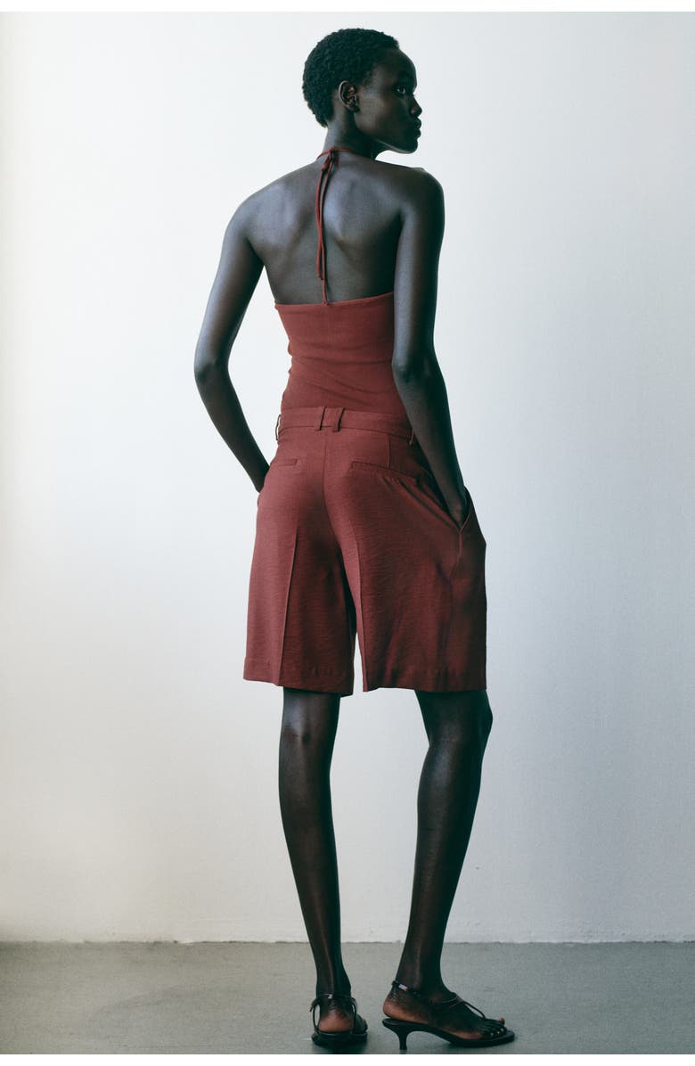 H&M Bermuda shorts, Alternate, color, Rust Brown